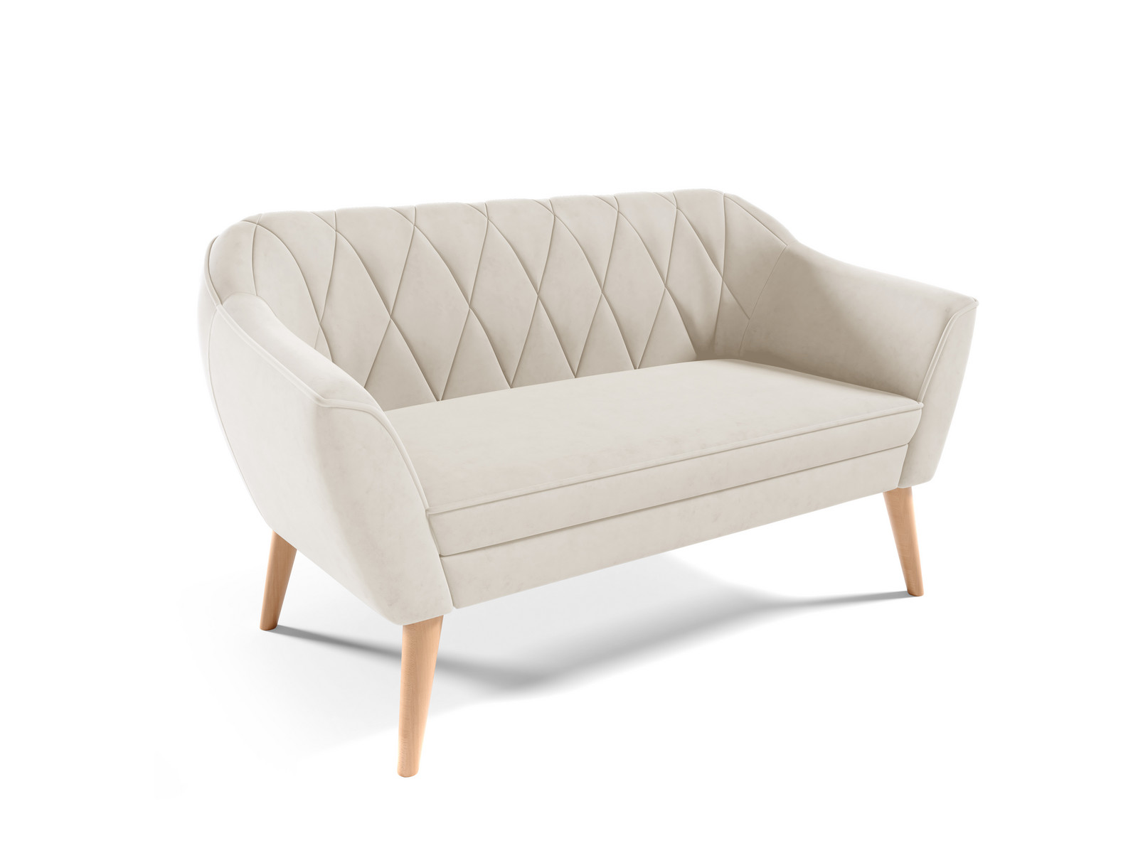 Eka Pohovka PRIME, 140 cm Látka Velutto: Velutto 01 - Krémová, Výběr nohou: Přírodní