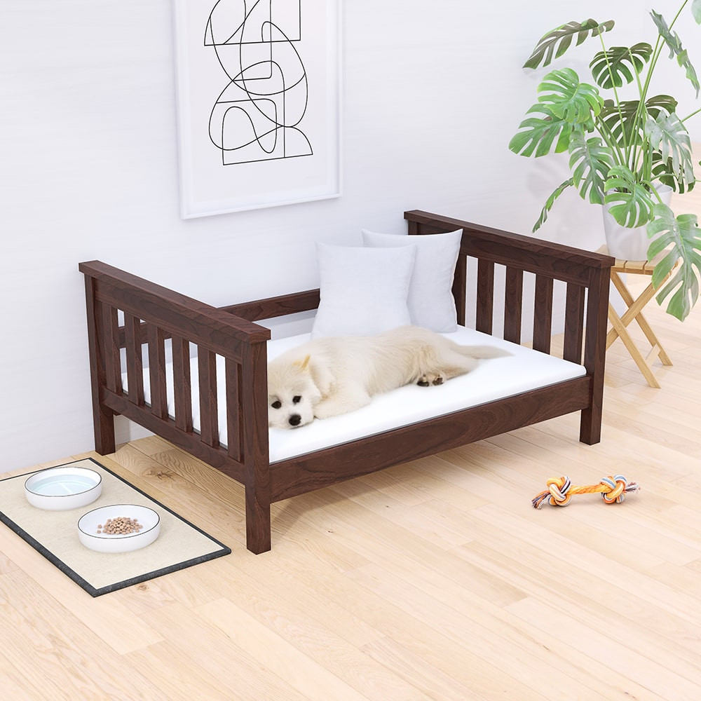 GRZ Dřevěný pelíšek (postel) pro psa FIFI 120x80 cm - masiv Borovice, Ořech