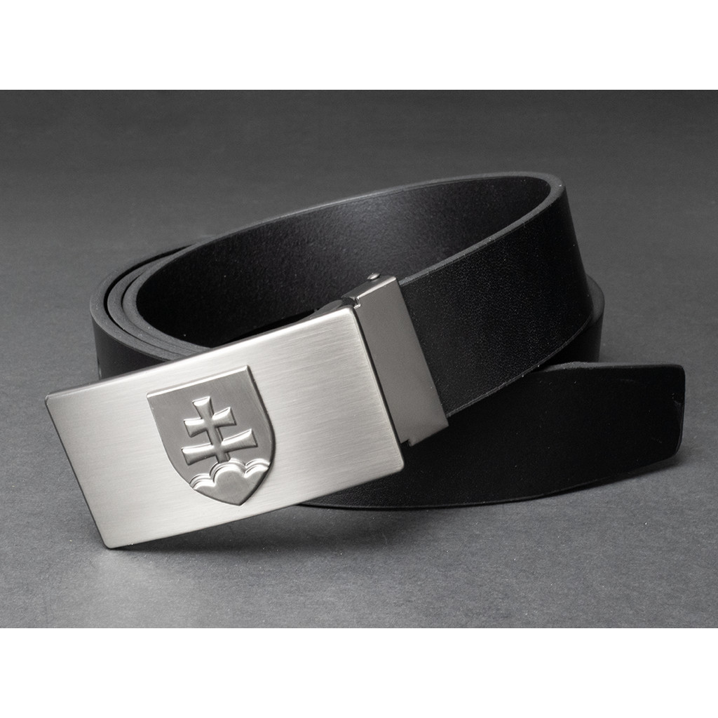 Opasek kožený Slovenský znak 3,5 cm - černý, 100