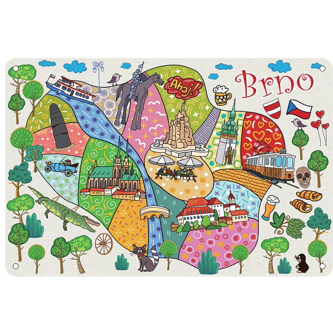 Cedule plechová Česká republika Brno - barevná