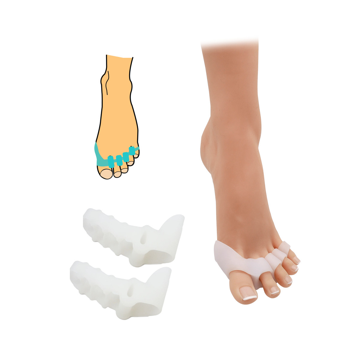 Chránič korektor Hallux s meziprstním oddělovačem 1 pár - průhledný