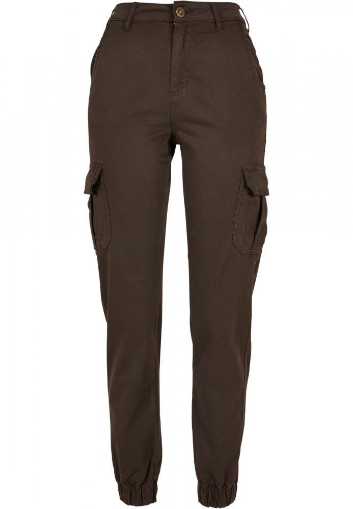 Ladies High Waist Cargo Pants - brown 28