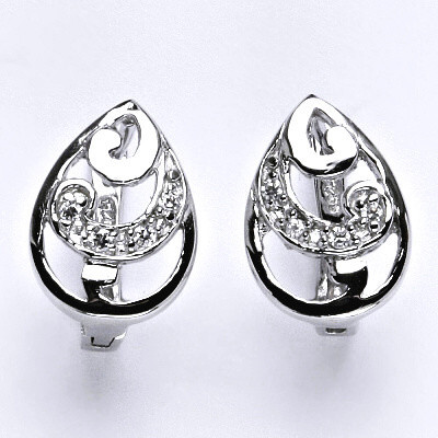 Stříbrné náušnice, syntetický zirkon, náušnice ze stříbra, zapínání na patent, váha 4,75 g
