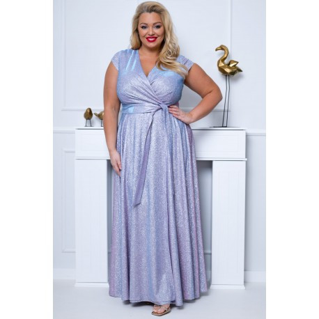 Třpytivé lila společenské šaty NATALI, Velikost 46, Barva Lila BOSCA FASHION 0030044