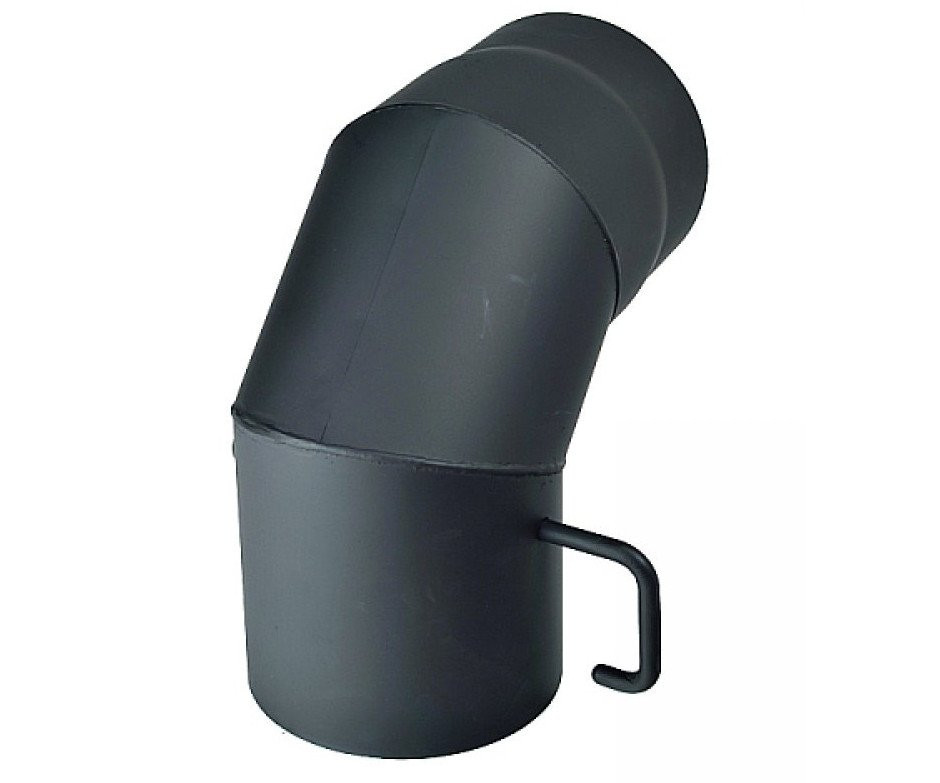 Koleno kouřové 90° s klapkou černé silnostěnné 150mm