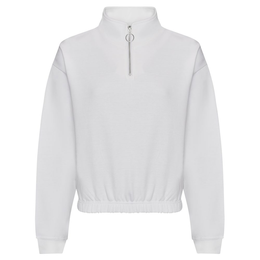 Just Hoods Dámská crop top mikina s krátkým zipem - Arktická bílá | XL