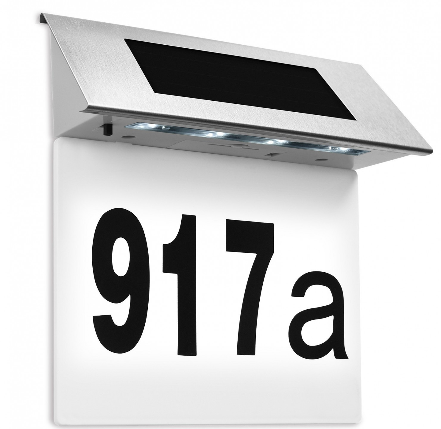 Goleto Domovní číslo se solárním LED osvětlením | stříbrné