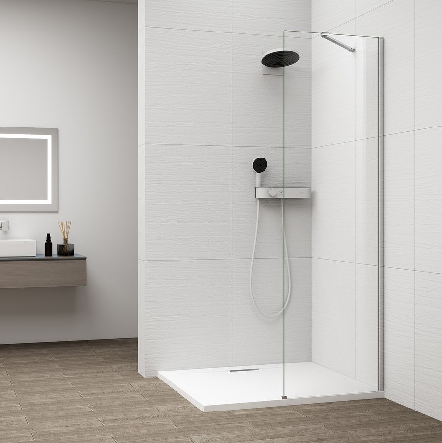 POLYSAN ESCA CHROME jednodílná sprchová zástěna k instalaci ke stěně, sklo čiré, 500  ES1050-01