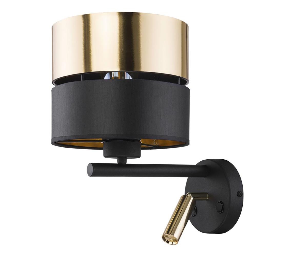 LED Nástěnná lampa HILTON 1xE27/15W/230V + LED/3W/230V mosaz/černá