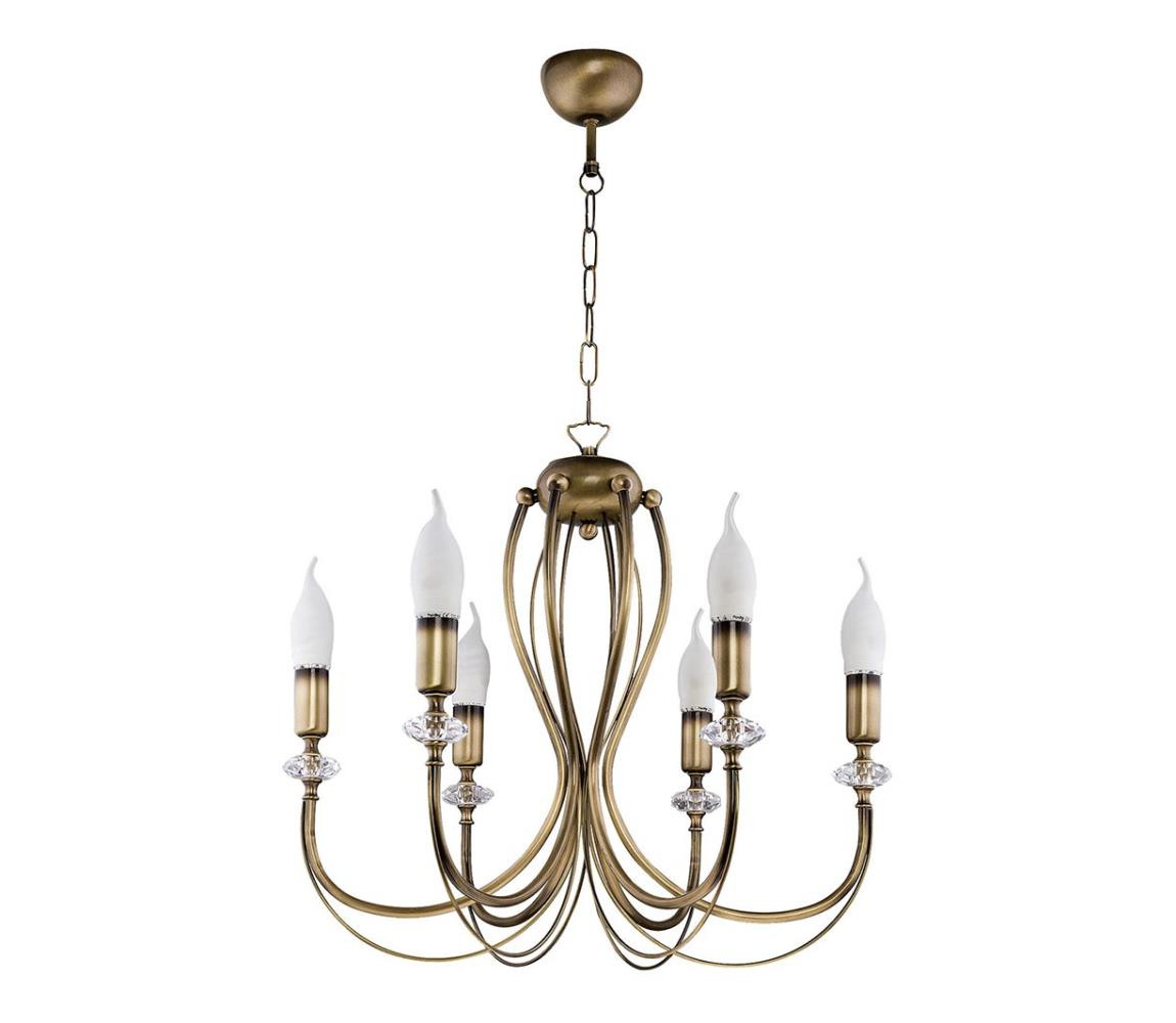 Jupiter Jupiter 1612 - Lustr na řetězu MELODY 6xE14/40W/230V mosaz patina