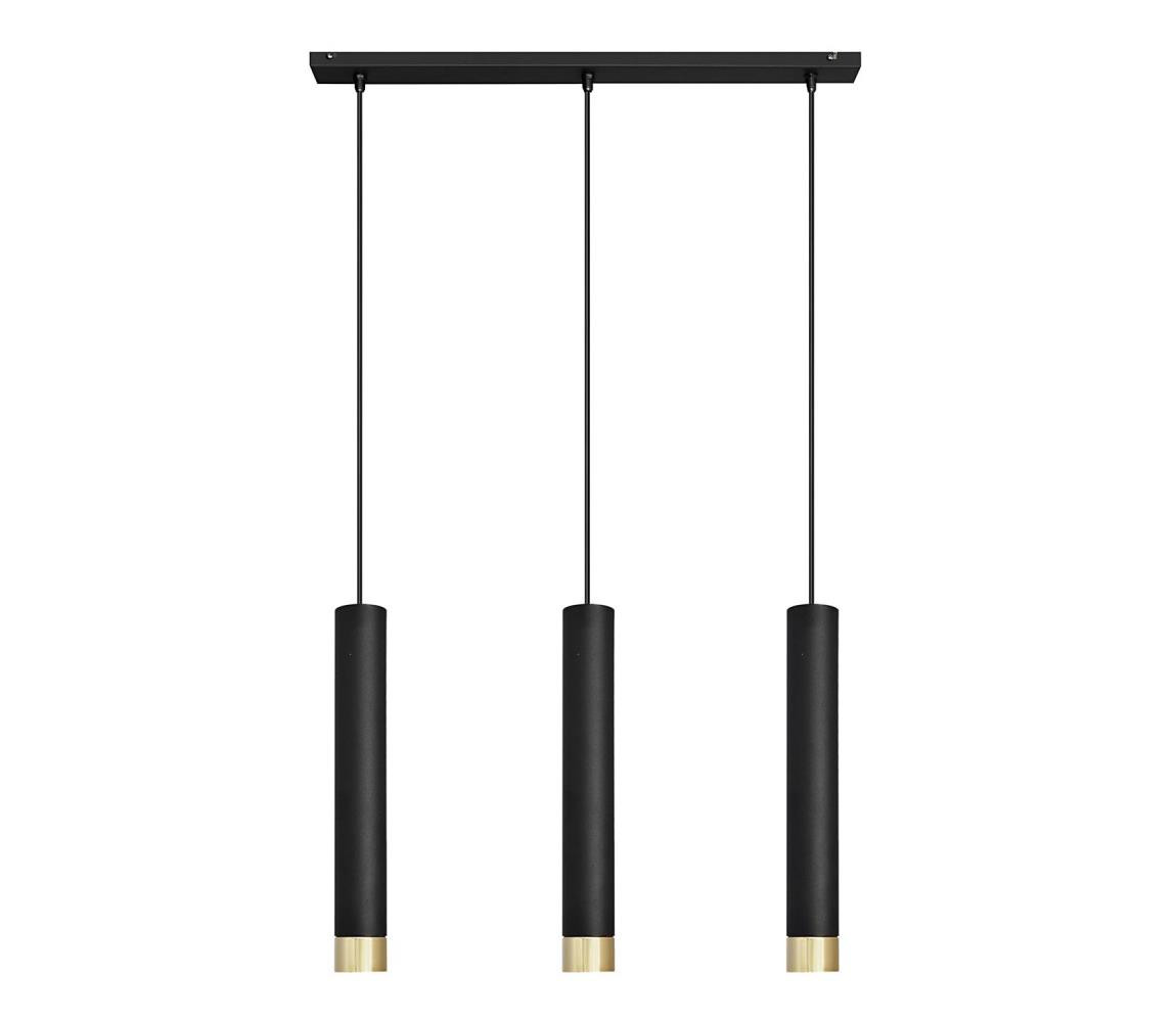 LED Lustr na lanku TUBA 3xGU10/4,8W/230V černá/zlatá