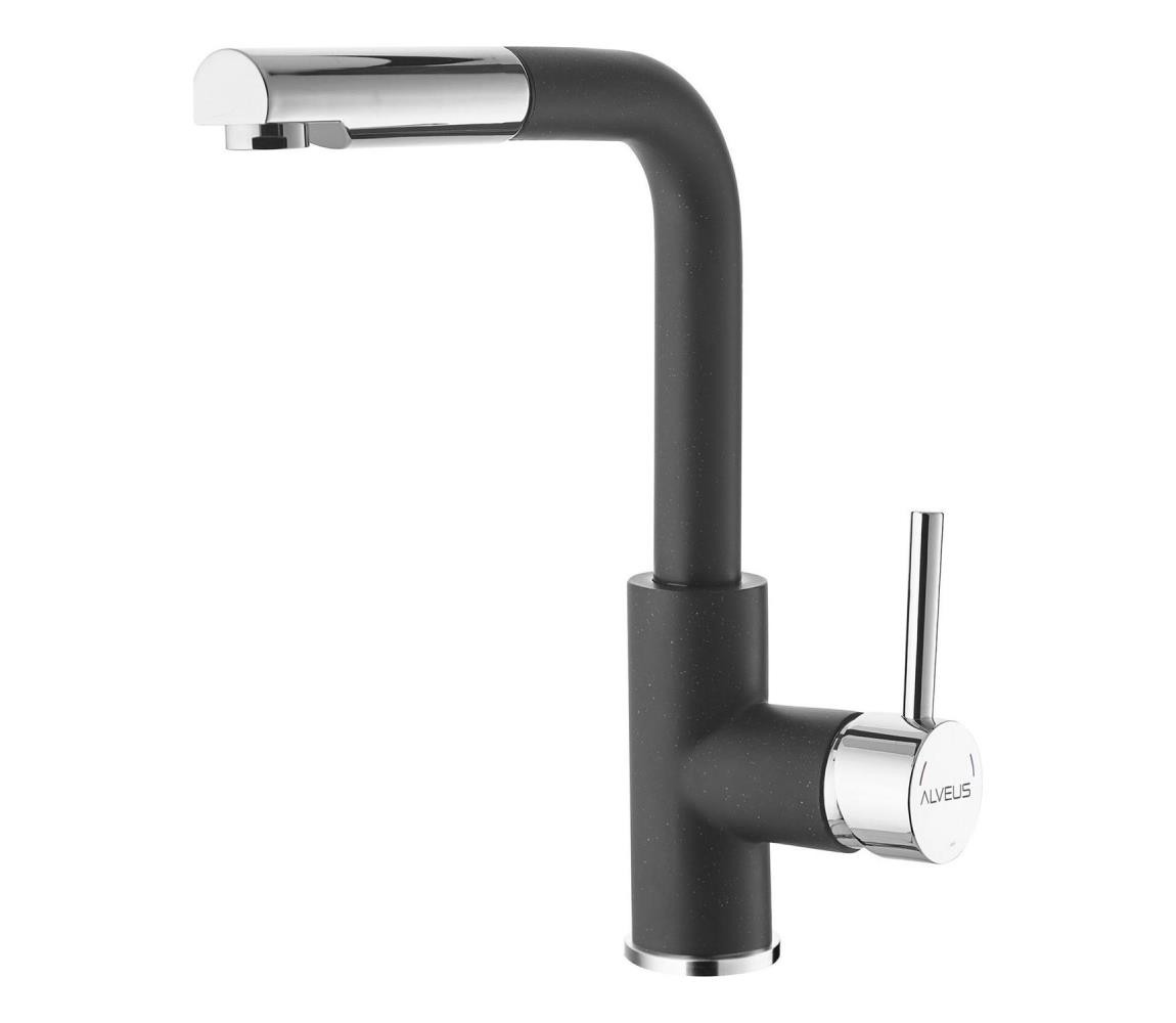 ALVEUS ALVEUS 1129048 - Dřezová baterie s vytahovací sprškou SIROS 29,7 cm granit/černá
