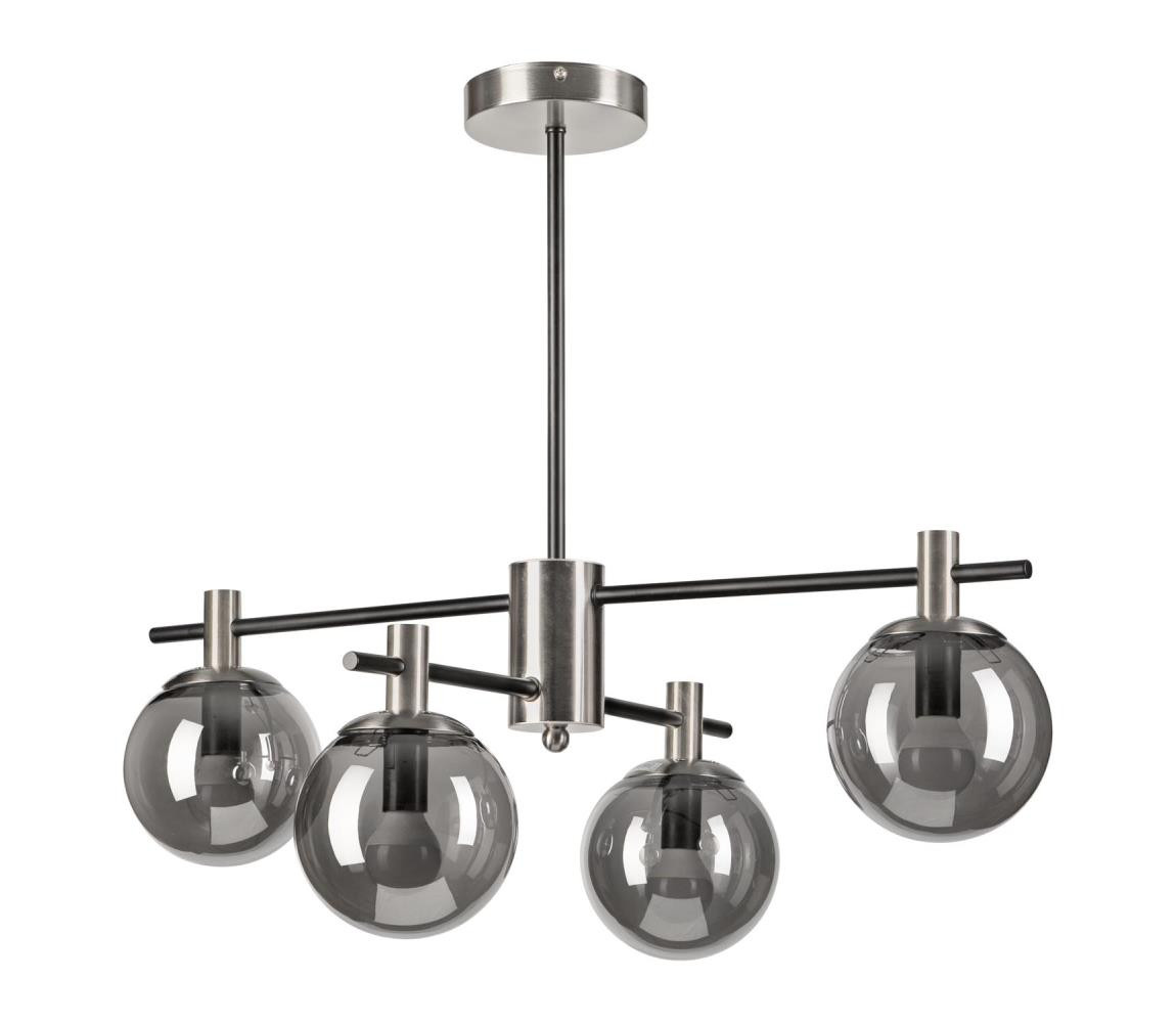 Lustr na tyči LILOU 4xE14/5W/230V matný chrom/kouřová