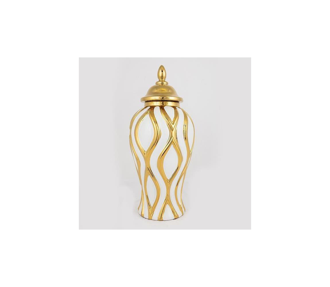 Eurolamp Keramická váza 42,6x18,8 cm zlatá/bílá