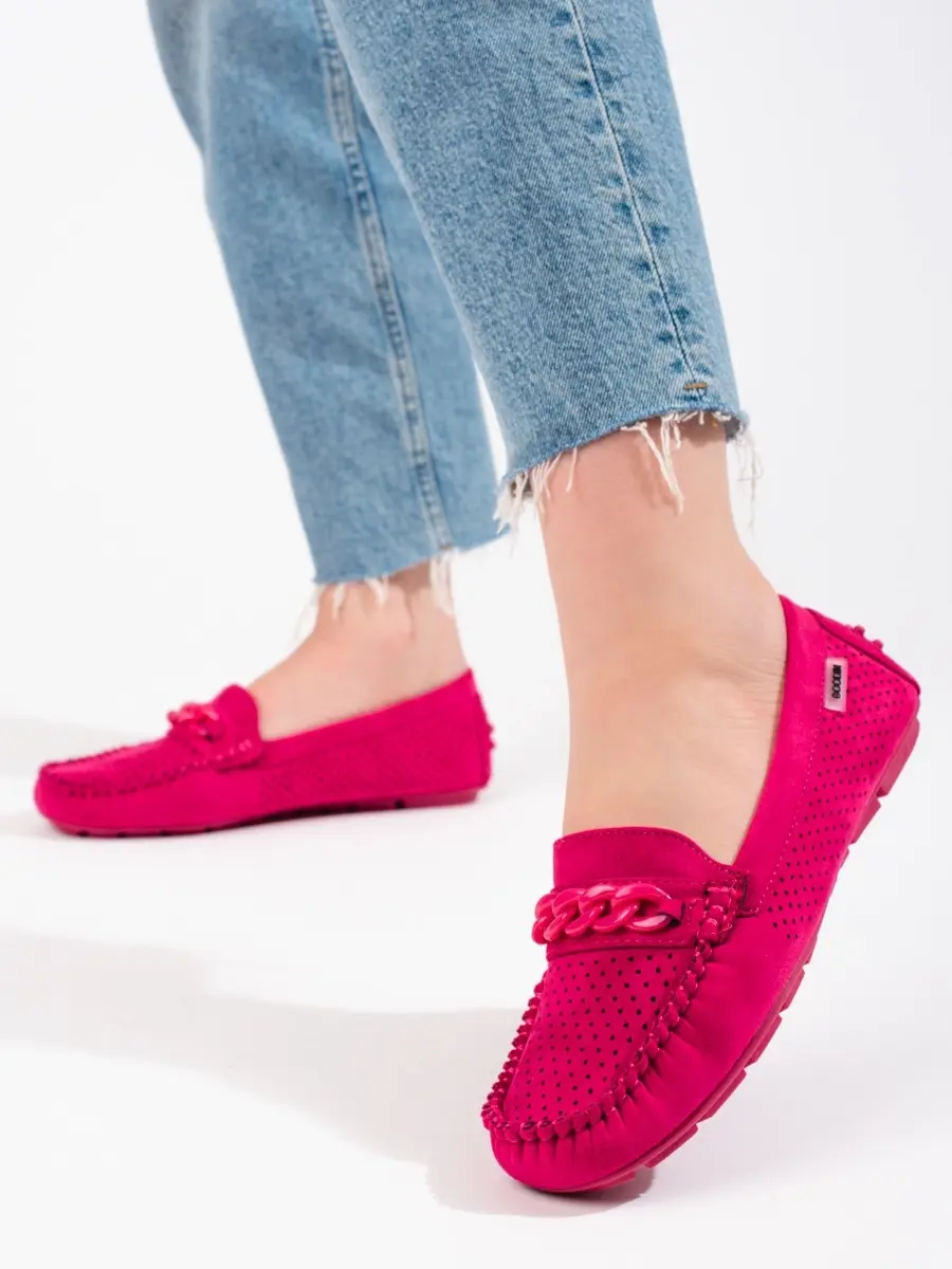 Trendy mokasíny dámské červené bez podpatku