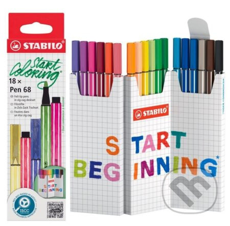 Prémiový vláknový fix STABILO Pen 68 - Zick-Zack deskset 18 ks - STABILO