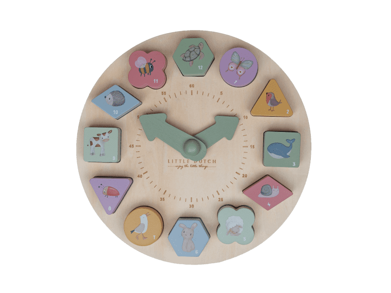 Little Dutch Hodiny s puzzle kostkami dřevěné Farma