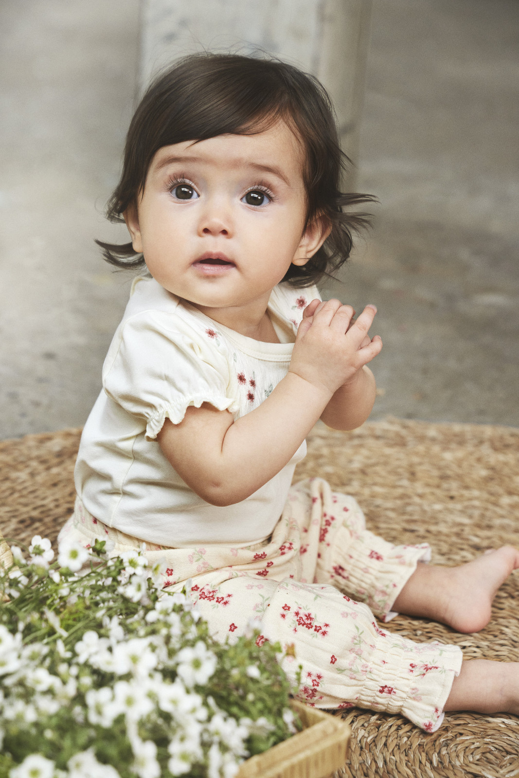 EN FANT dívčí květinové kalhoty, měkké, lehké Velikost: 56