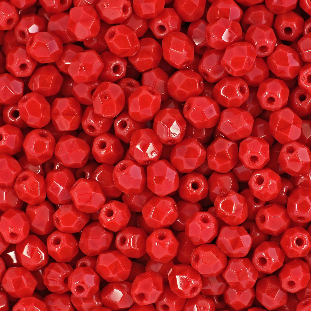 Manumi české broušené korálky 4mm Opaque Red - 225 ks