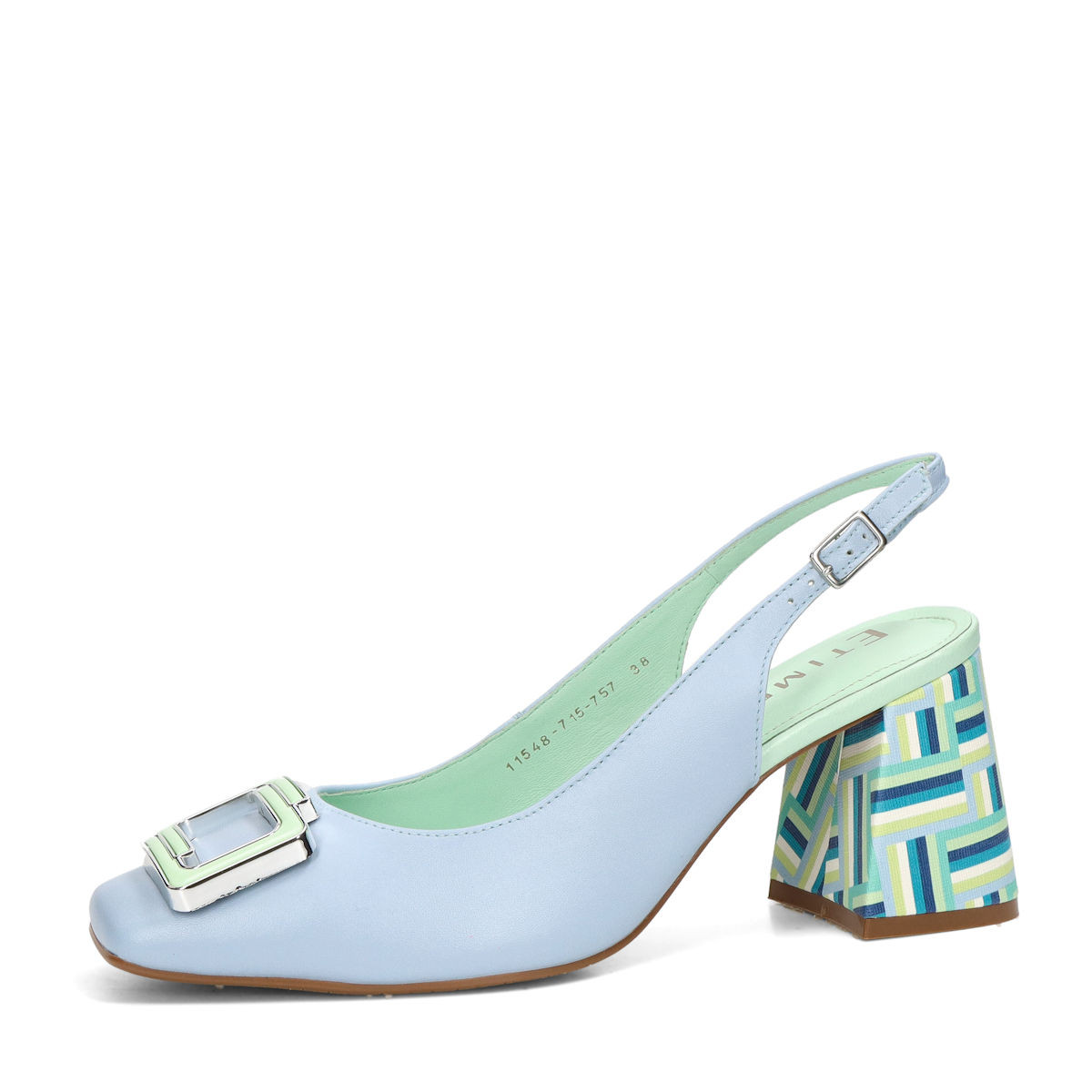 ETIMEĒ dámské kožené lodičky s otevřenou patou  - modré - 36