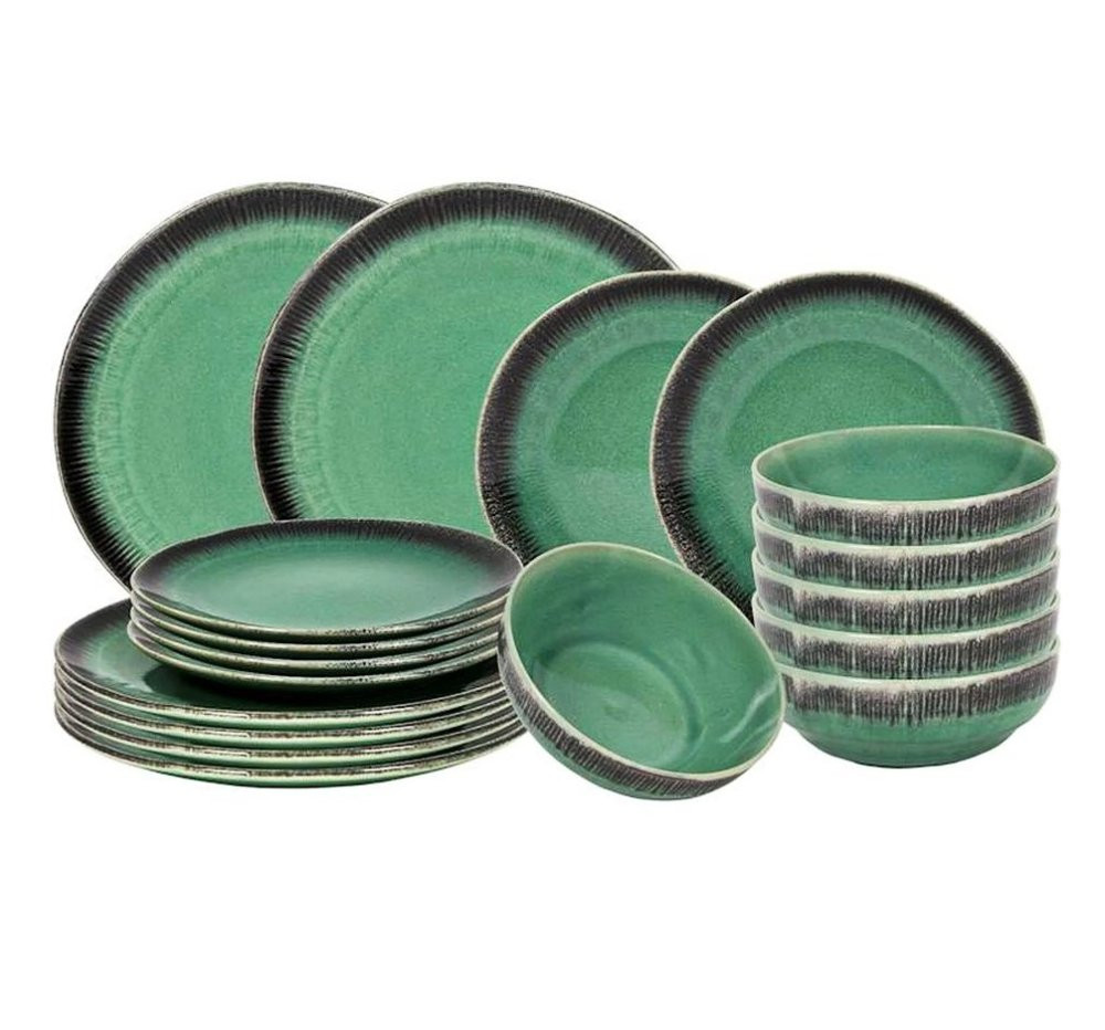 HIT Jídelní sada talířů 18 ks Earth zelená HT-24327378