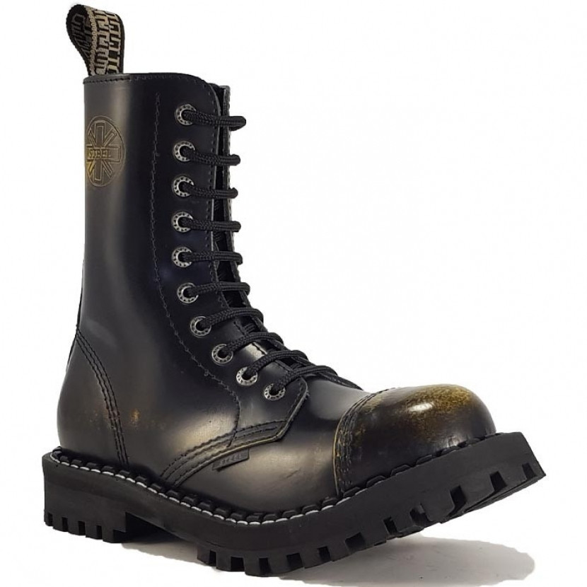 Boty Steel 10-dírkové - žluté stírané, 46