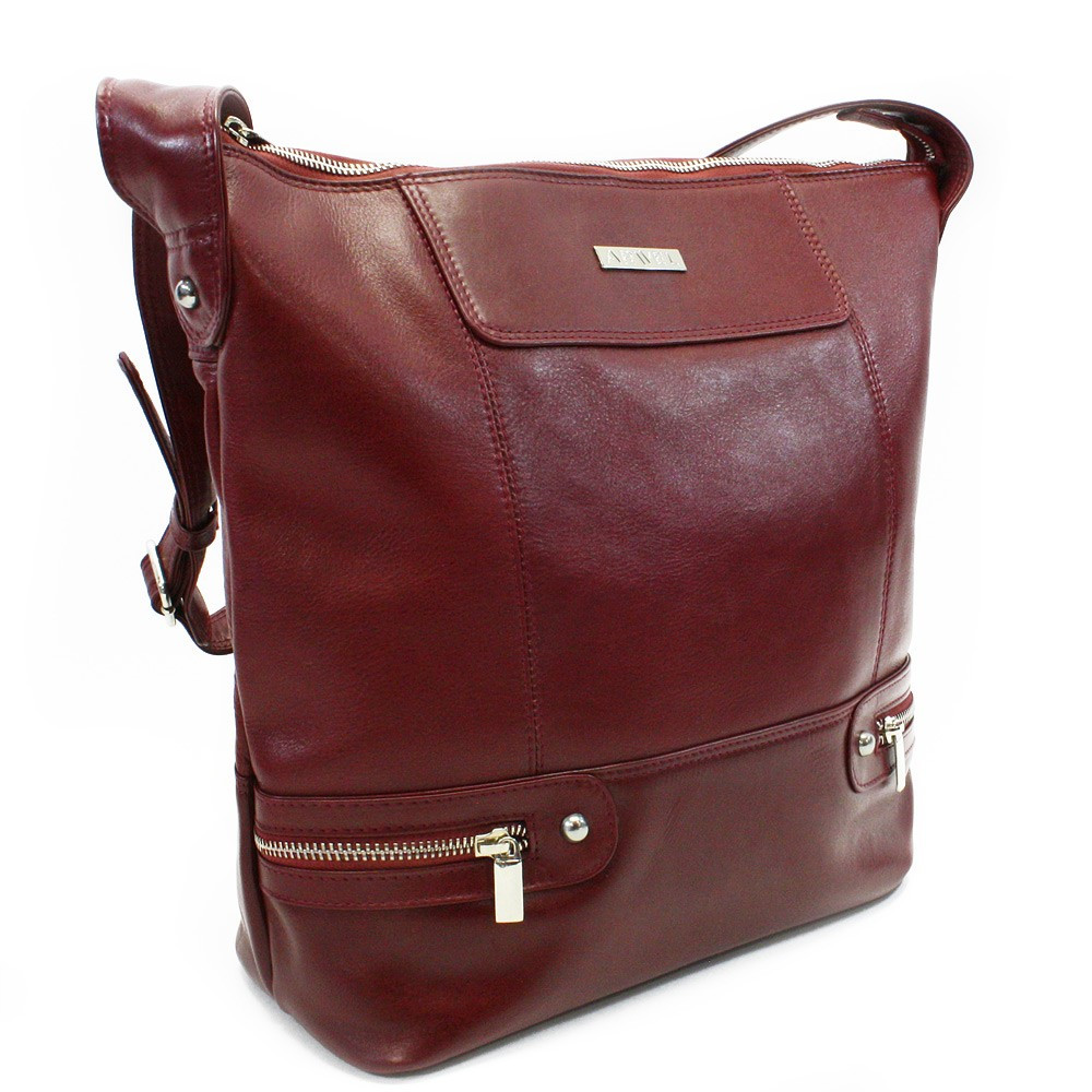 Kožená zipová kabelka Arwel 6933 - červená