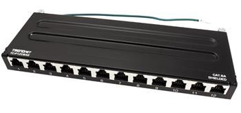 TRENDnet Patchpanel kat. 6a STP, 12 portů, černý, na stěnu