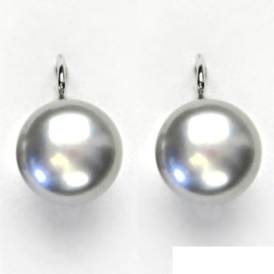 Stříbrné náušnice, přírodní říční perla 11 - 12 mm šedá , náušnice ze stříbra,NK 1299