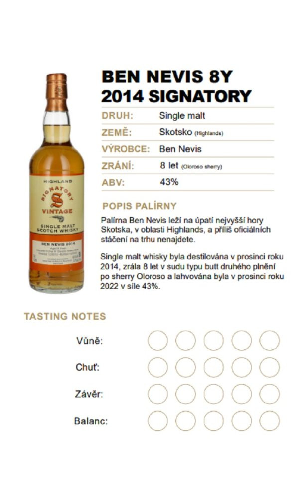 Signatory Vintage Ben Nevis 2014 0,04l 43%