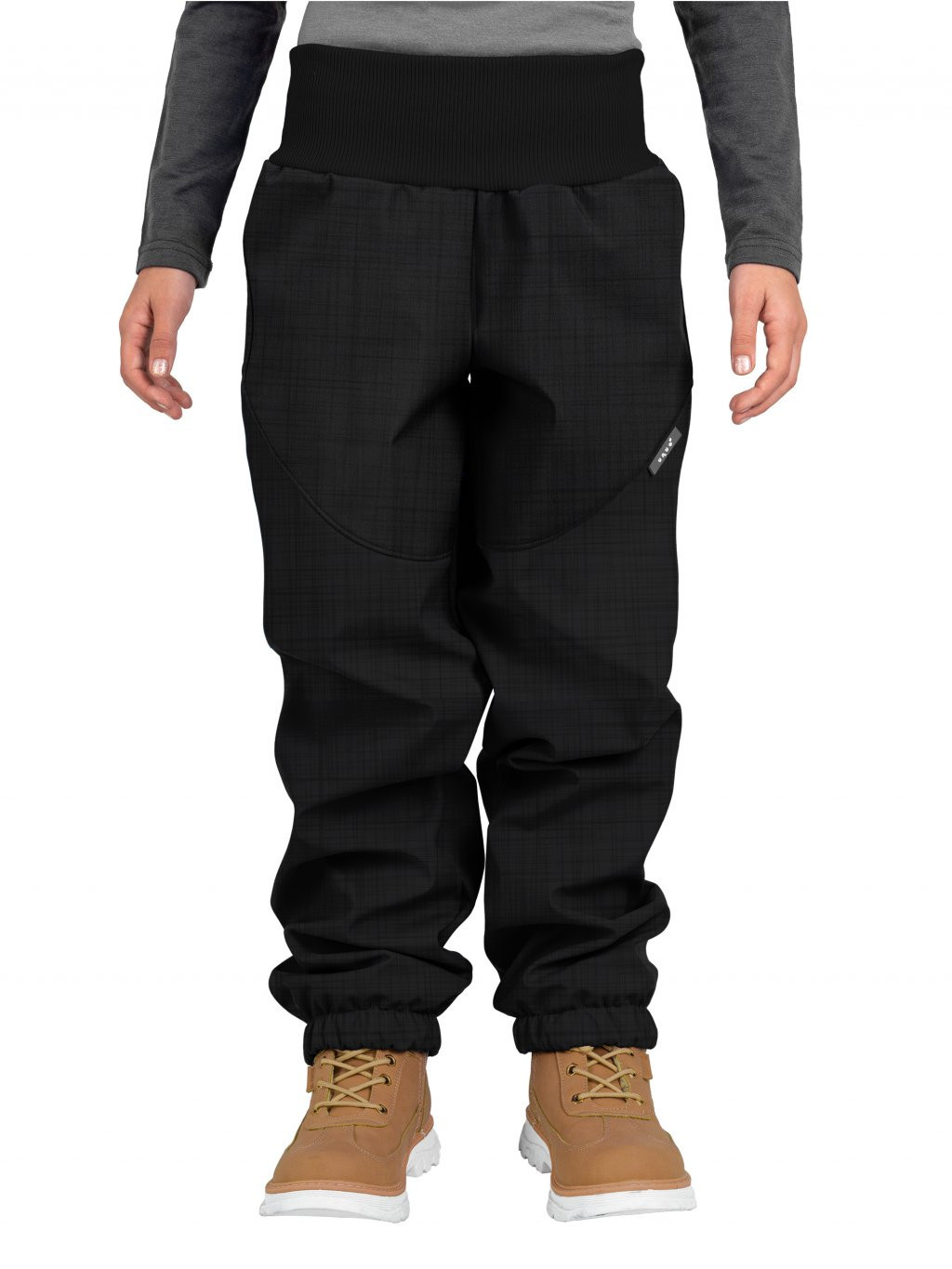 Unuo Unuo, Dětské softshellové oteplovačky se sherpou Light, Černá Žíhaná Velikost: 98/104 8596227092031