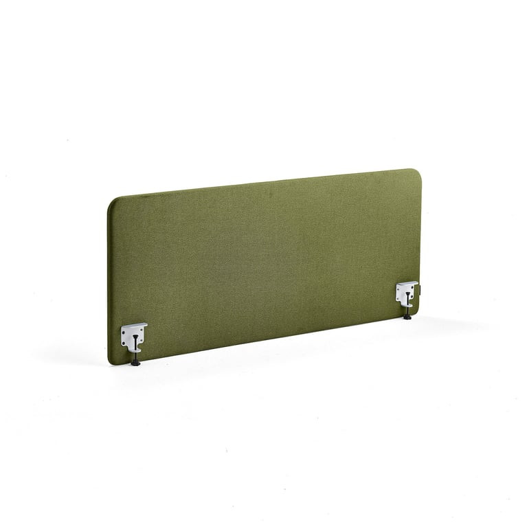 Stolový paraván ZONE, bílé svorky, 1600X650x36 mm, potah Hush, lesní zelená