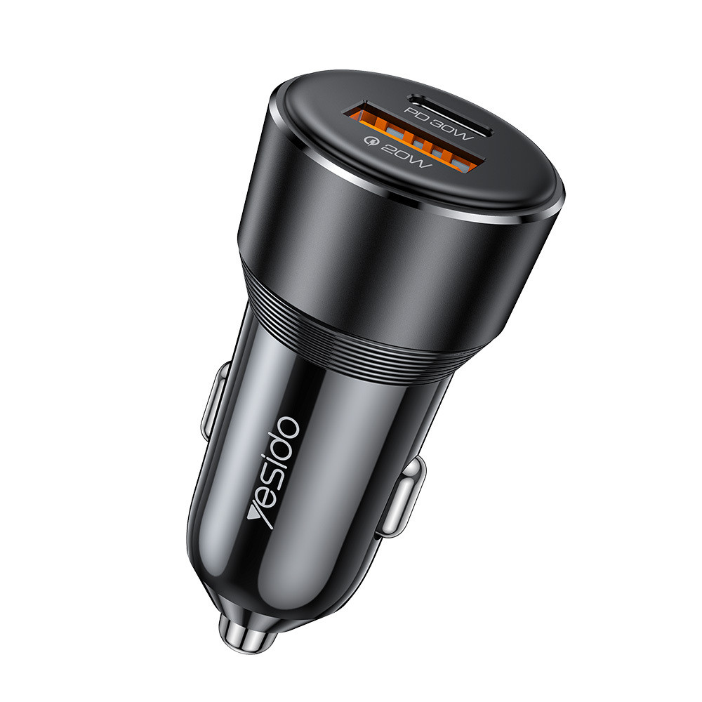 Adaptér do auta Yesido Y64 s funkcí rychlonabíjení 50W Dual černý