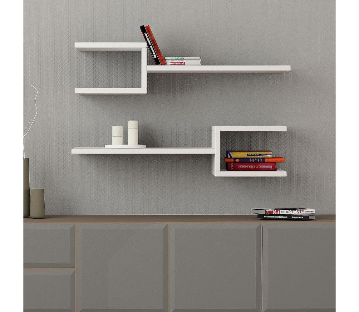 SADA 2x Nástěnná police FORK bílá