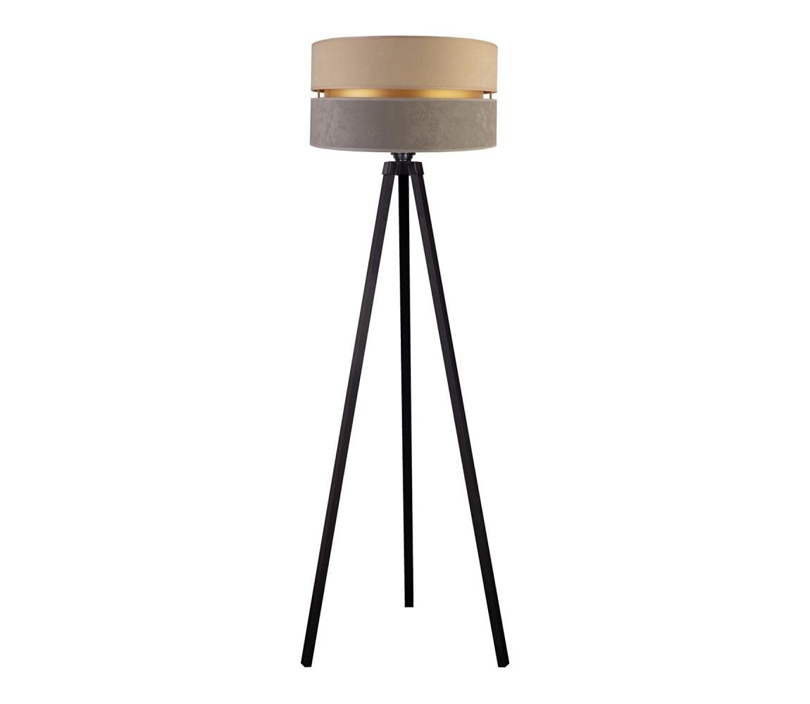 - Stojací lampa DUO 1xE27/60W/230V pr. 44 cm béžová/šedá/wenge