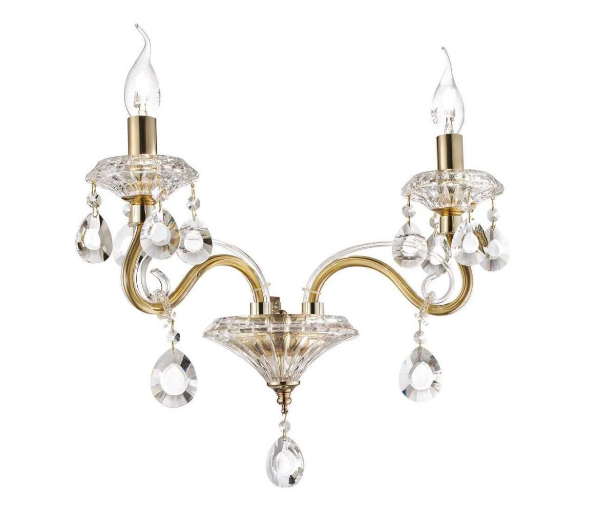 Ideal Lux Ideal Lux - Křišťálová nástěnná lampa NEGRESCO 2xE14/28W/230V zlatá