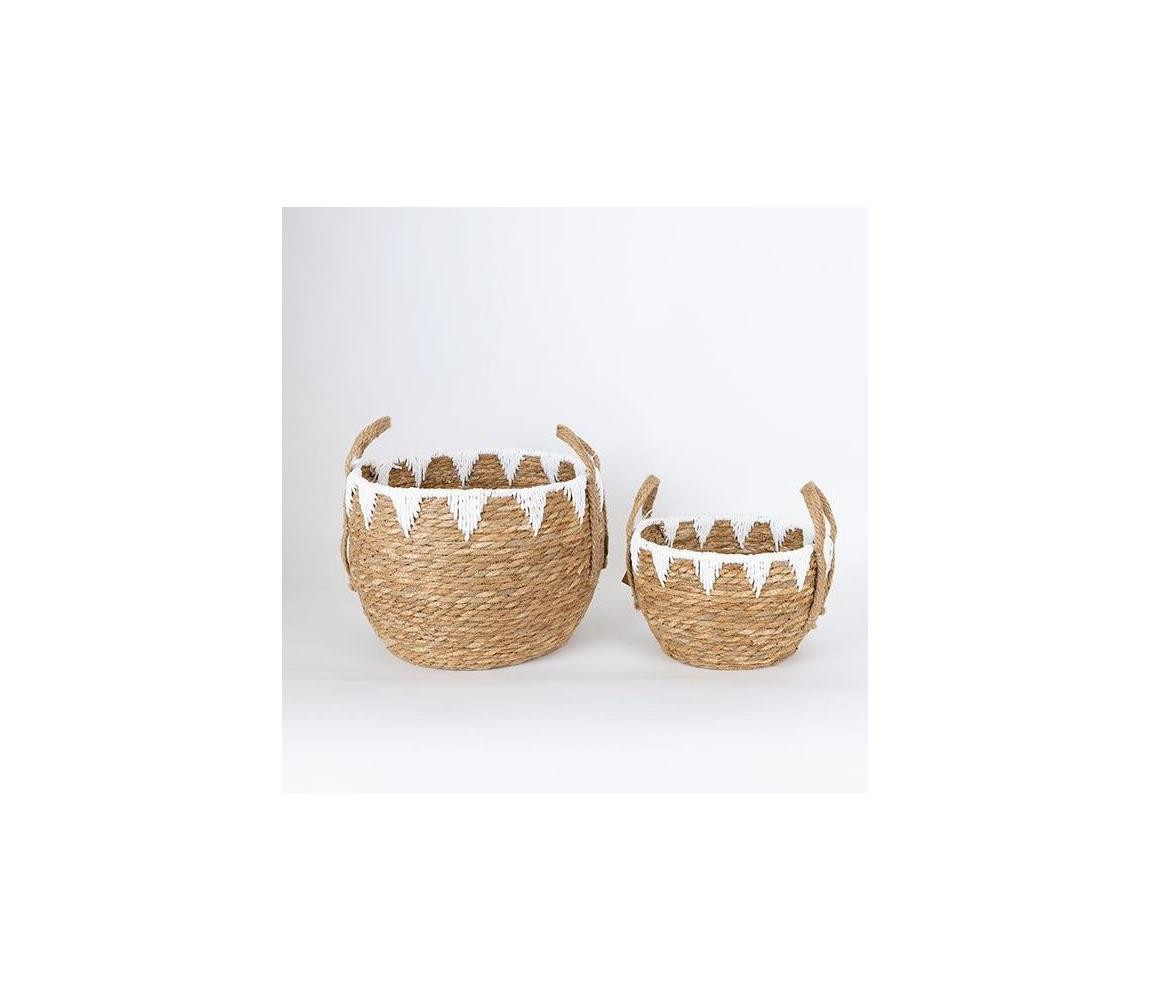 Eurolamp SADA 2x Slaměný košík béžová/bílá