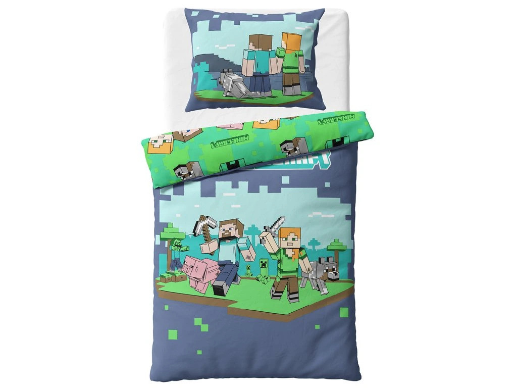 TipTrade Bavlněné povlečení 140x200 + 70x90 cm - Minecraft Vzhůru do boje