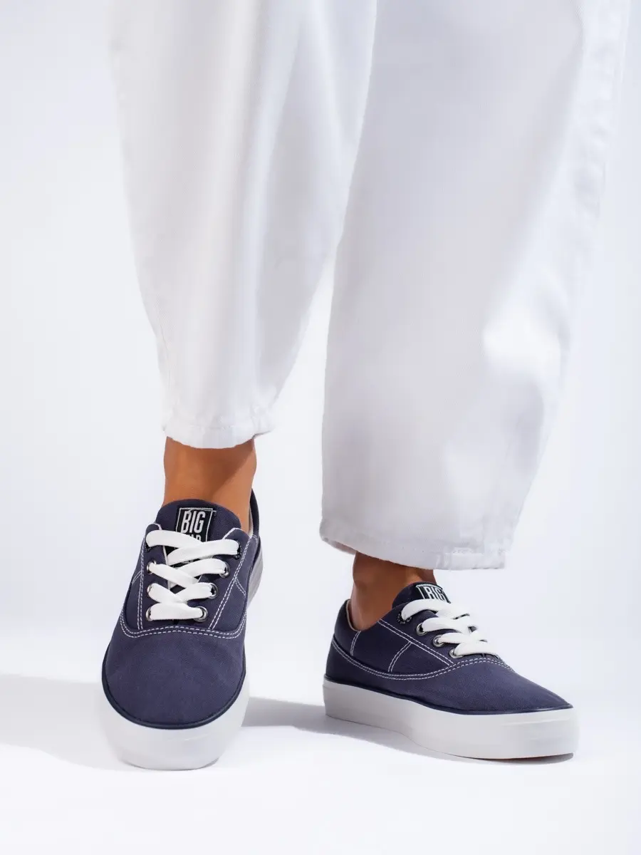 Trendy dámské modré tmavě modré tenisky bez podpatku