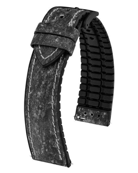 Řemínek Hirsch Stone - černý - 19 mm - L – Standardní délka (doporučujeme) - 18 mm - Černá