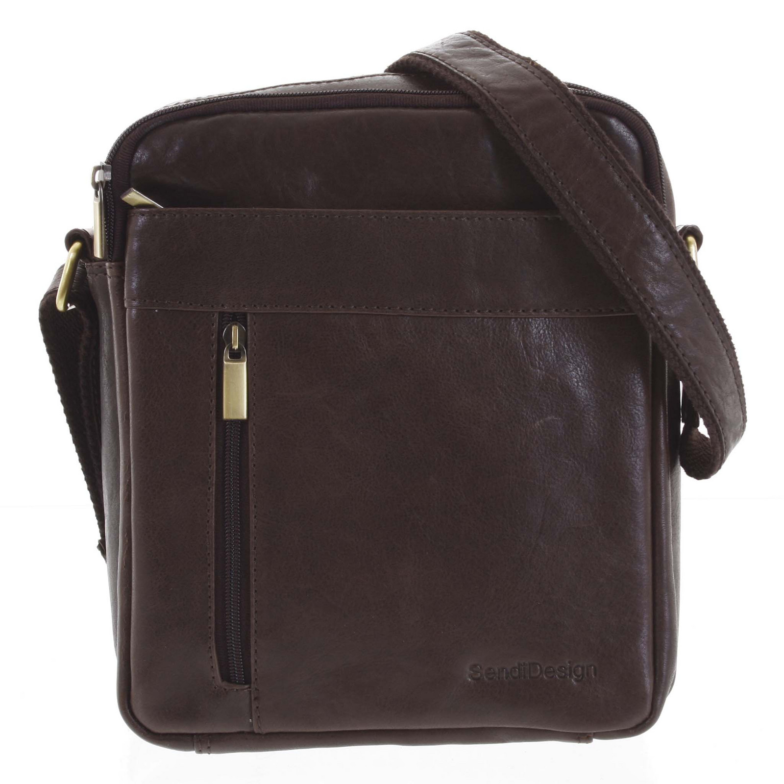 Pánská kožená taška přes rameno tmavě hnědá - SendiDesign Lennon hnědá