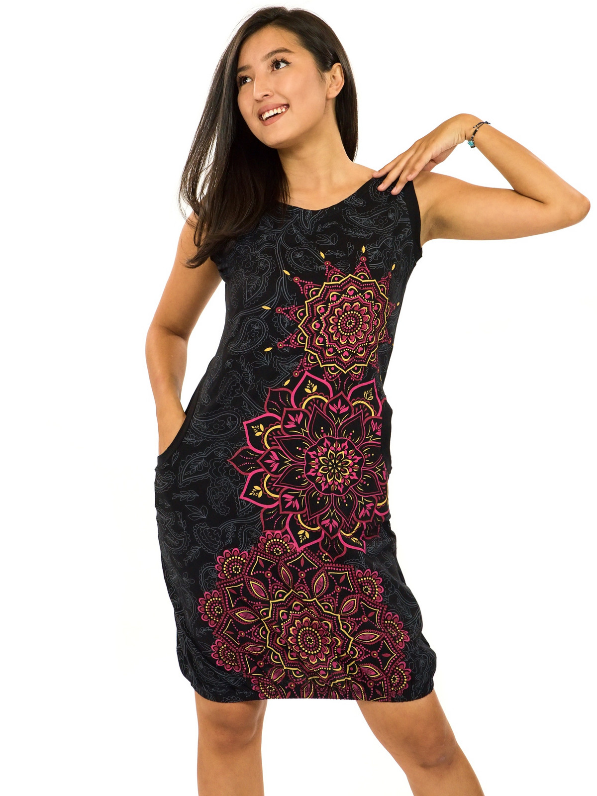 Himalife Balonové šaty Lhasa - černá s růžovou Velikost: 3XL