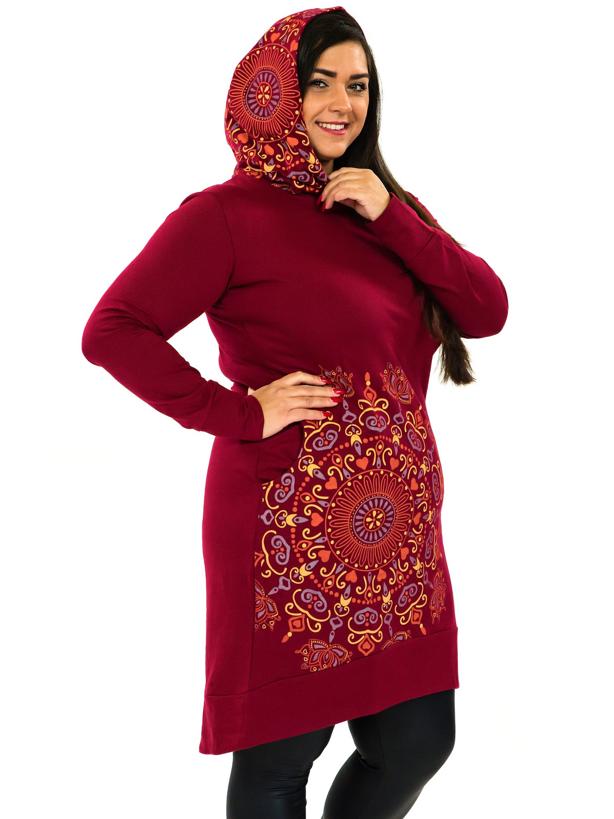 Himalife Šatomikina s maxi kapucí Nayla - vínová Velikost: S