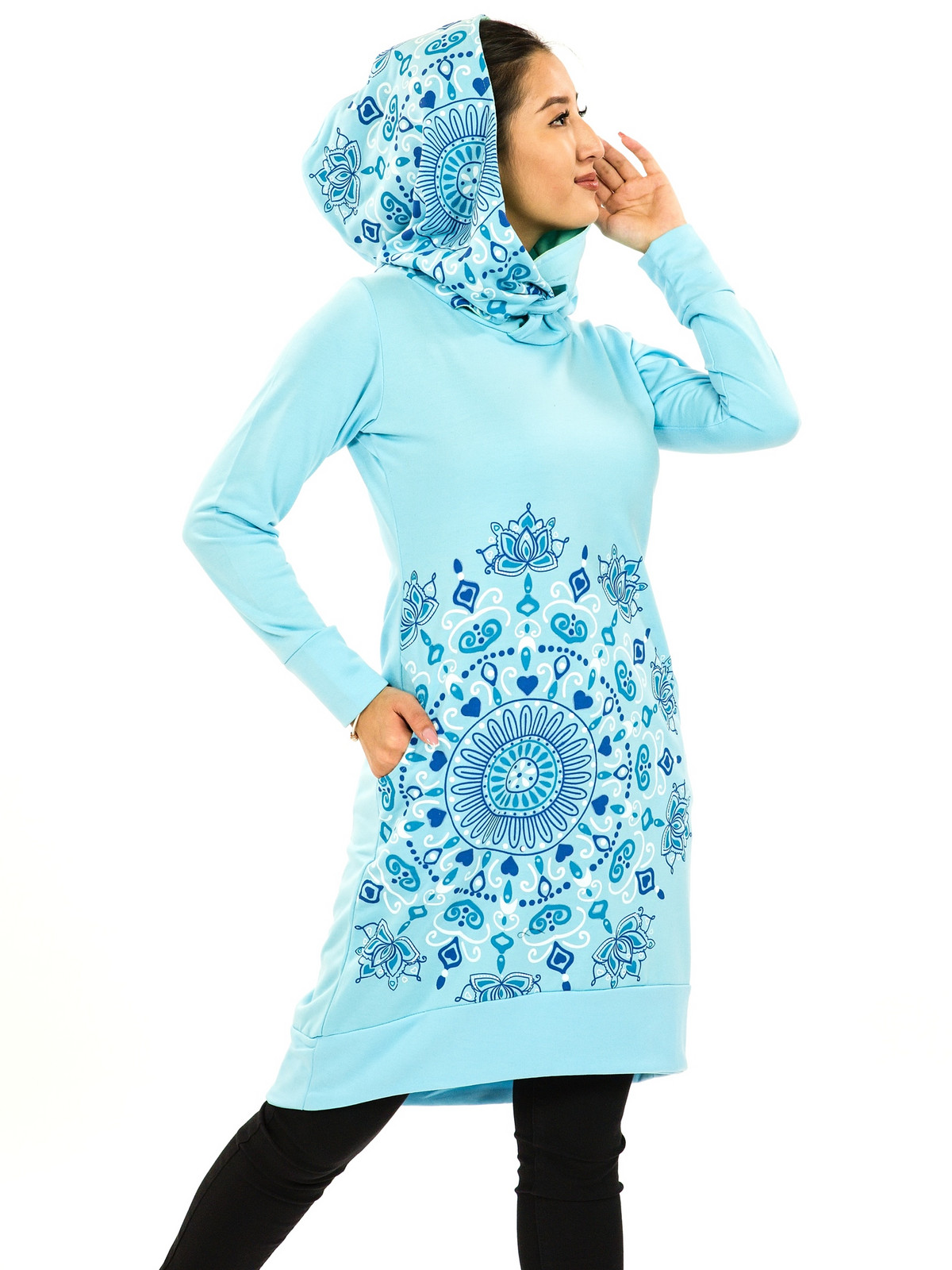 Himalife Šatomikina s maxi kapucí Nayla - tyrkysová Velikost: 3XL