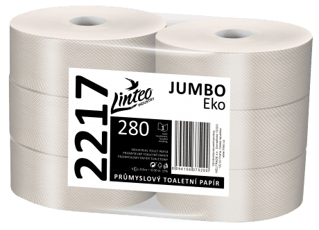 Linteo Toaletní papír JUMBO EKO 280, 6 rolí, 255 m, 1 vrs., recykl