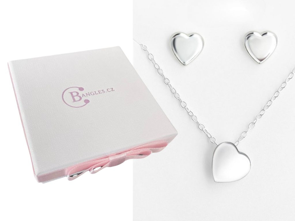 Bangles.cz Set řetízek + náušnice Little hearts + dárková krabička 2287