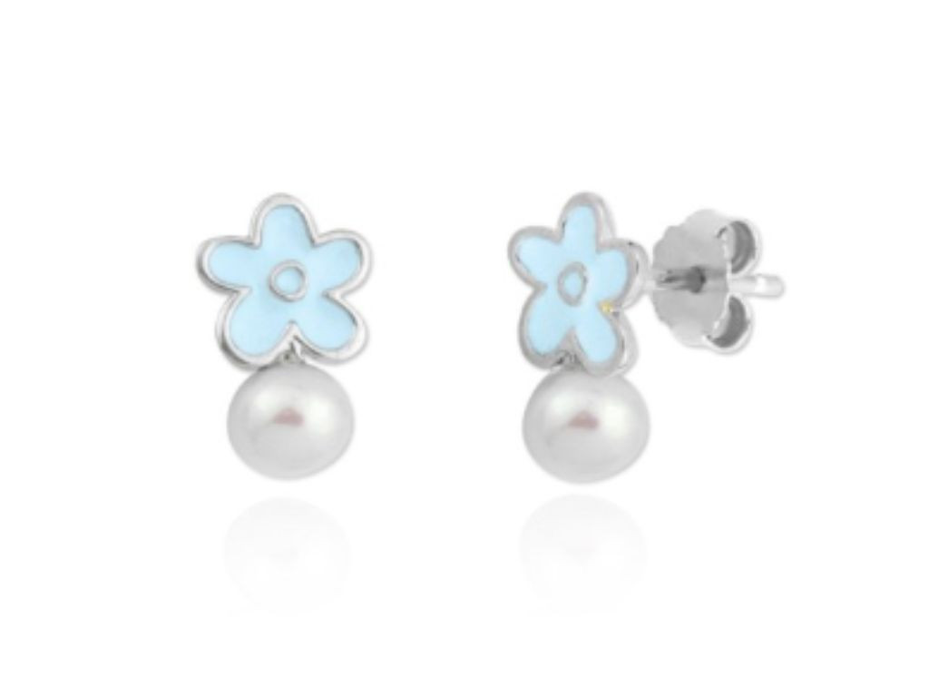 Bangles.cz Náušnice Pomněnky se sladkovodní perlou stříbro 925 2952