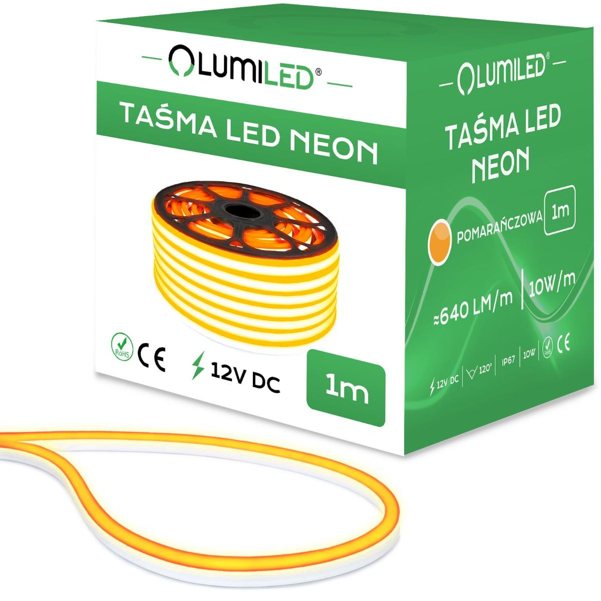 LED pásek LED NEON 12V 10W 120LED ORANŽOVÁ IP67 6x12mm 1m Lumiled LUMTAS5140