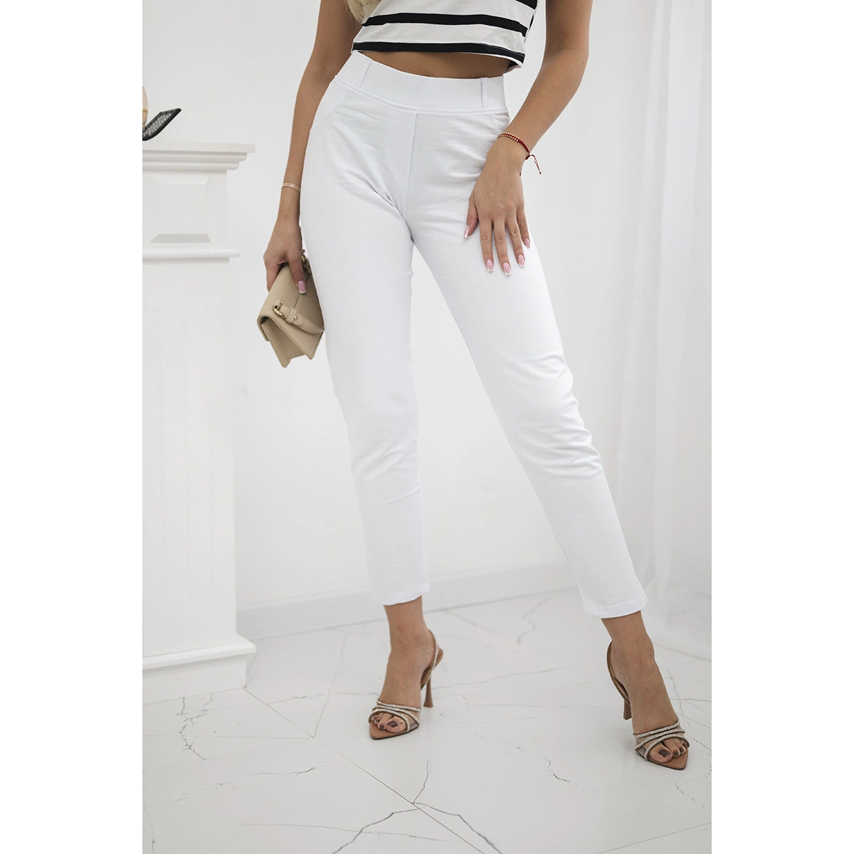 Kesi  Dámské elegantní kalhoty Bahh bílá  Bílá