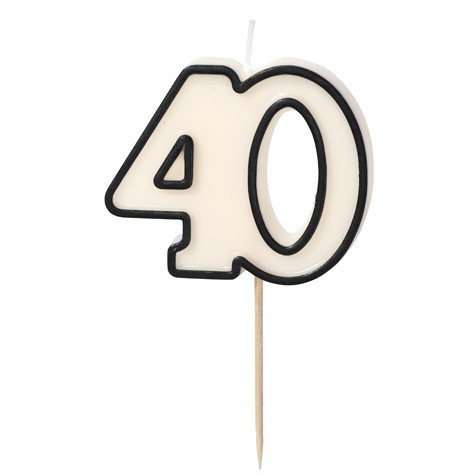 Svíčka narozeninová 40 černo-bílá 5,5 cm